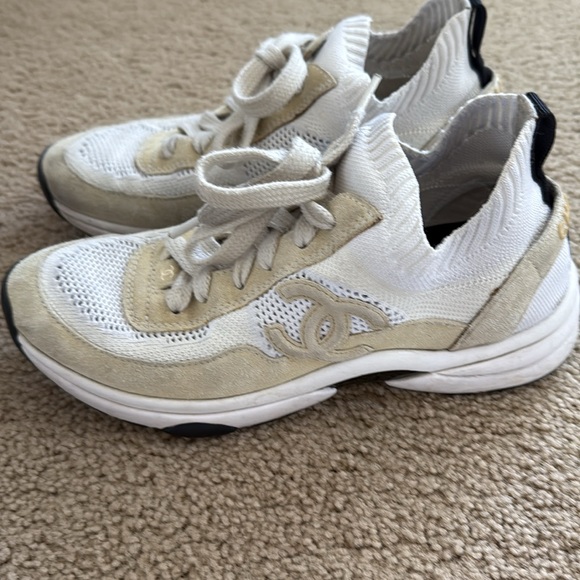 Chanel beige and white sock sneakers 38.5 - Picture 1 of 9